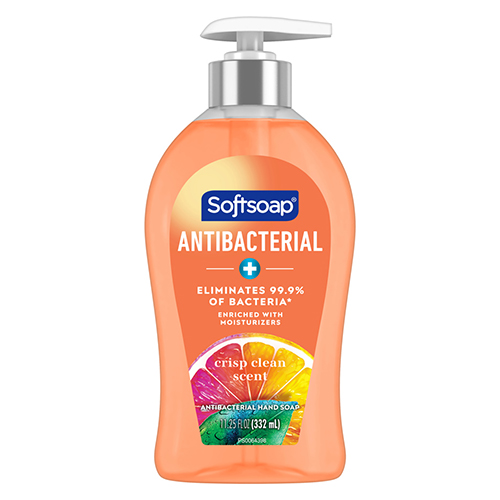 Softsoap Antibacterial crisp clean scent liquid hand soap with moisturizers in an 11.25 fluid ounce pump bottle