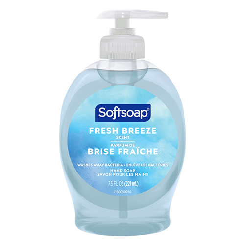 Softsoap Fresh Breeze scent liquid hand soap in a 7.5 fluid ounce pump bottle