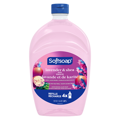 Softsoap lavender and shea scent moisturizing liquid hand soap in an 50 oz fluid ounce pump bottle, refill