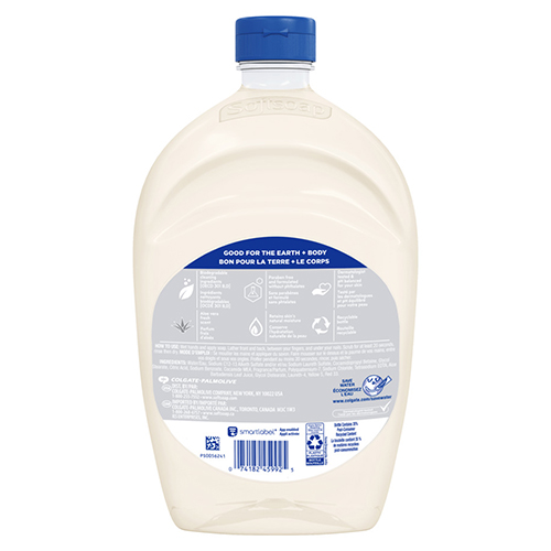Softsoap Soothing Clean moisturizing liquid hand soap with aloe vera fresh scent in a 7.5 fluid ounce pump bottle, refill back