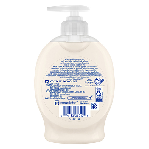 Softsoap Soothing Clean moisturizing liquid hand soap with aloe vera fresh scent in a 7.5 fluid ounce pump bottle, back